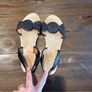 Jack Rogers Black and Tan Leather Sandals